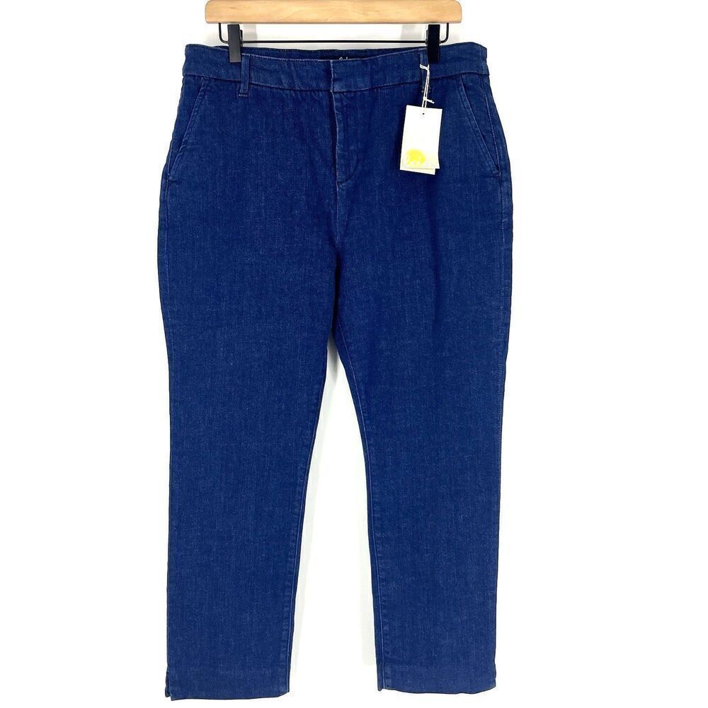Boden Jeans Size 12 Womens The Wellington Dark Blue Trouser Straight Crop Denim